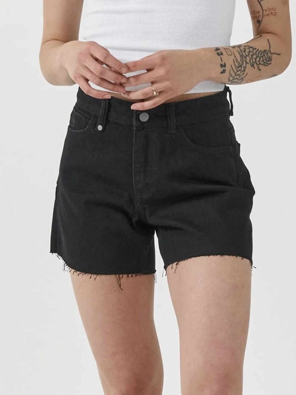 NWT Thrills Erica Mid Rise Denim Short US 10/AU 32 Aged Black Organic Cotton